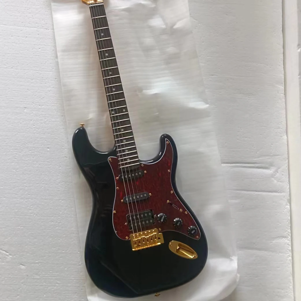 

Chinese guitar factory custom left hand st Black Electric Guitar with floyd rose bridge left hand red Guitar in stock 202233