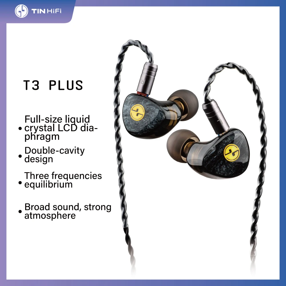 TINHIFI T3 PLUS Hi-Fi In-Ear Headphones w/ LCP Diaphragm: Immerse Yourself in Unmatched Sound Clarity & Comfort with These Best- enlarge