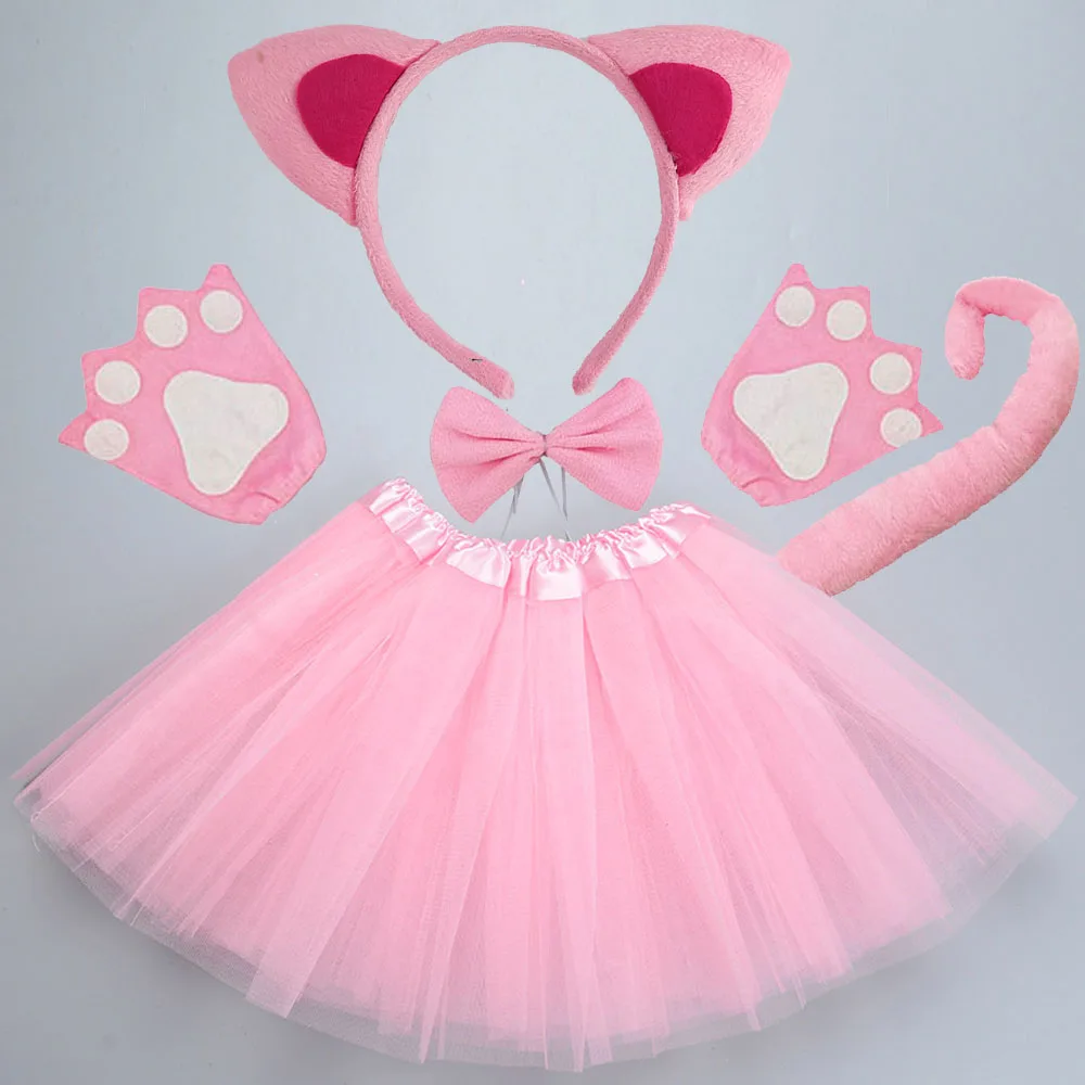 Kids Props for Show Halloween Party Cosplay Festival Performance Costume Children Cute Cat Ears Gloves Stage Suit Birthday Gift