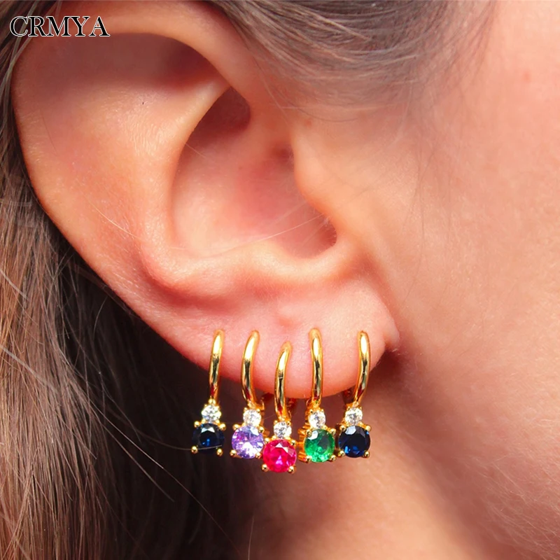 

CRMYA Gold Silver Filled Dangle Earrings for Women Piercing Color CZ Zircon Women's Drop Earrings 2022 Party Jewelry Wholesale