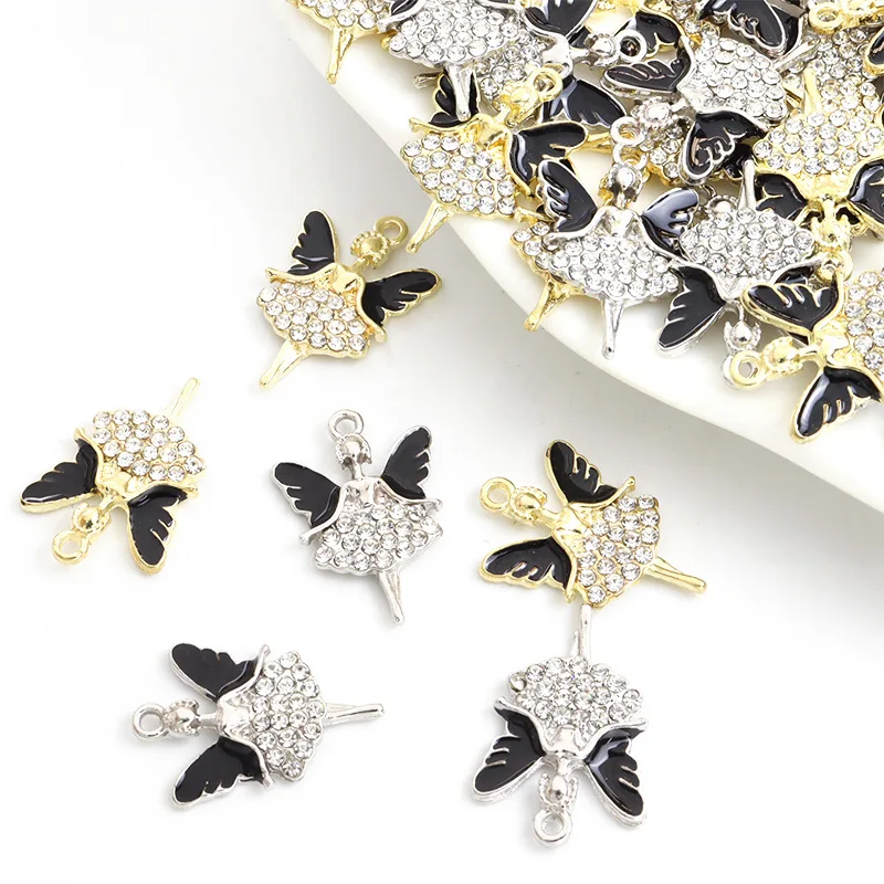 

20Pcs Oil Drip Ballet Girl Charms for Jewelry Making Crystal Ballet Girl Alloy Pendant Diy Earring Necklace Handmade Accessories