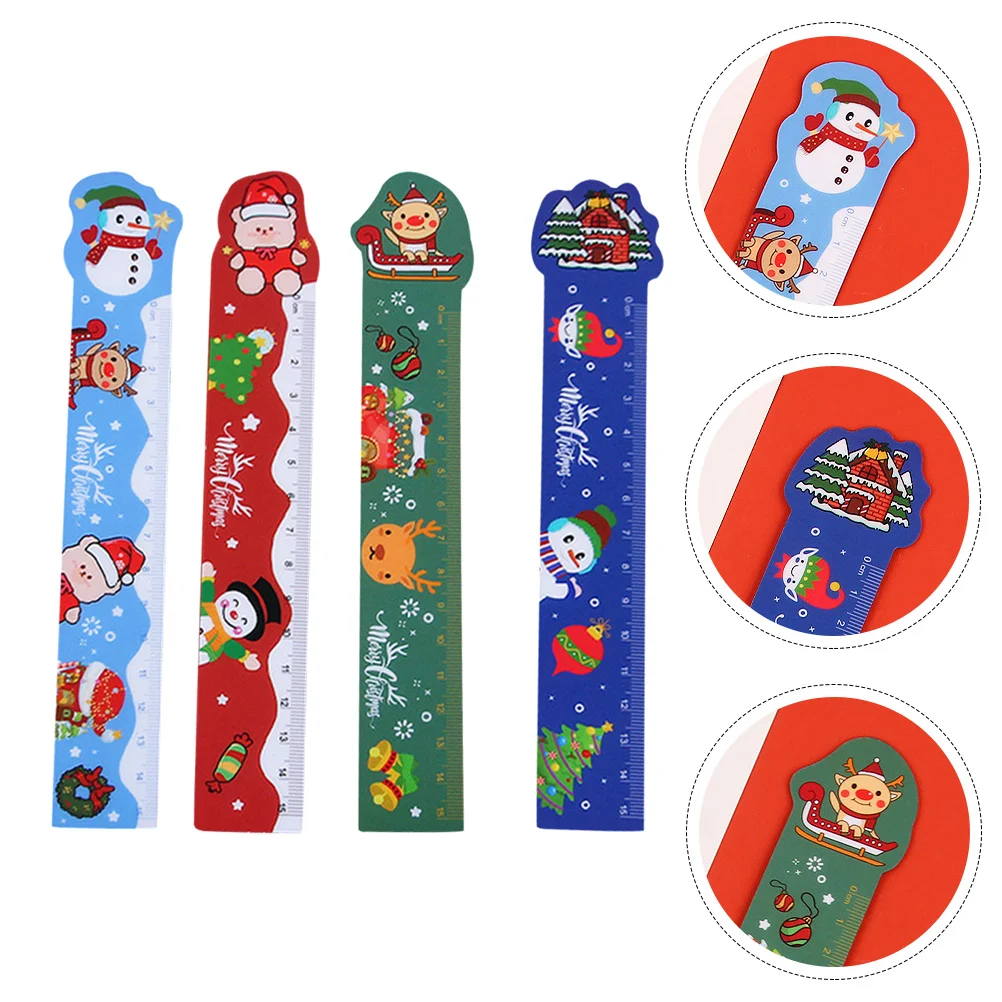 

4 Pcs 15cm Soft Ruler Kids Drawing Tools Portable Rulers Lovely Magnet Christmas Student Flexible