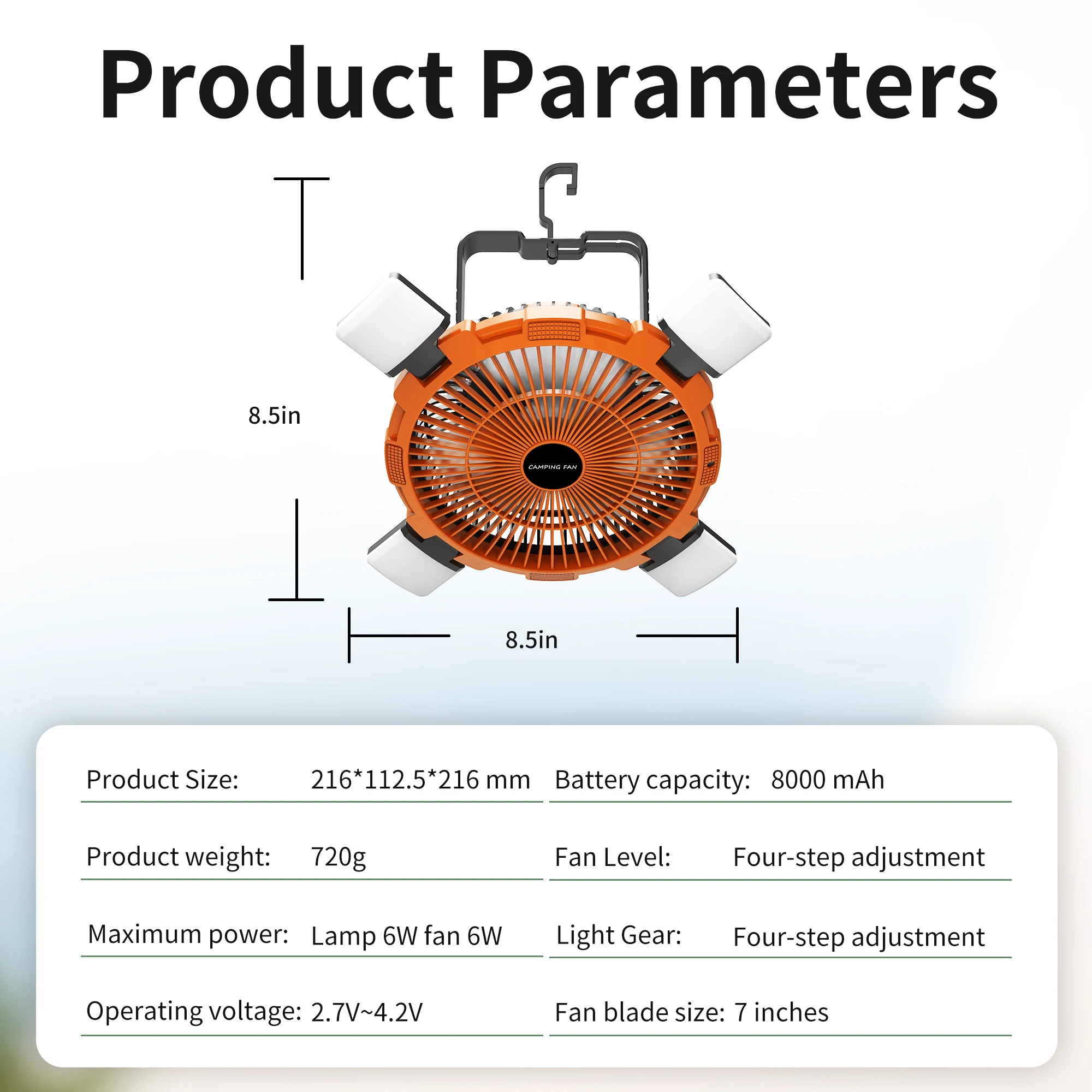Новинка 2024 портативный вентилятор большой емкости ма подзаряжаемый Настольный