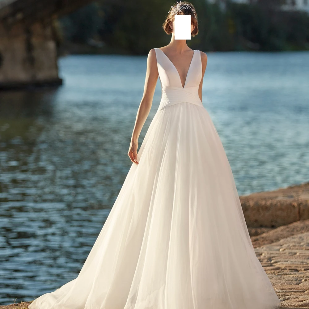 Свадебное платье HUISONG белое без рукавов