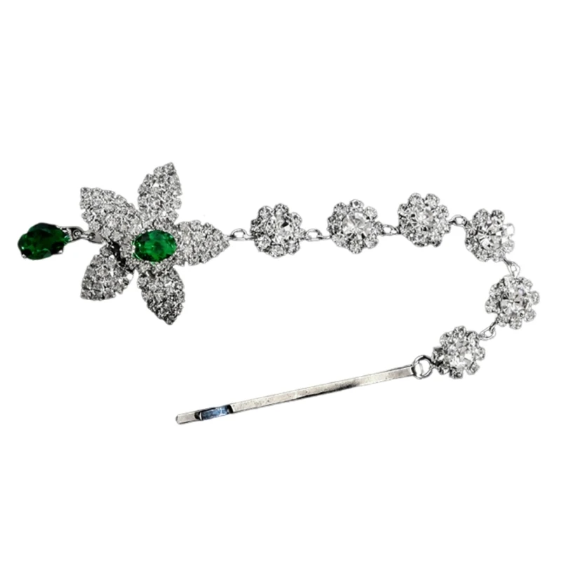 Цветок Стразы Цепочка для волос Кристалл Свадебный головной убор Невеста