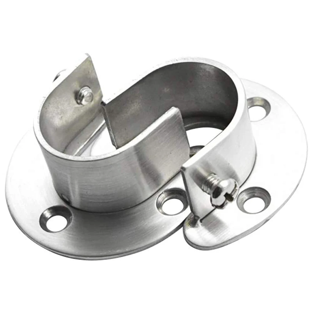 

Easy To Install 2 Pcs Flange Rod Holder Hardware Bathroom Curtains Rod End Supports Round Head Stainless Steel