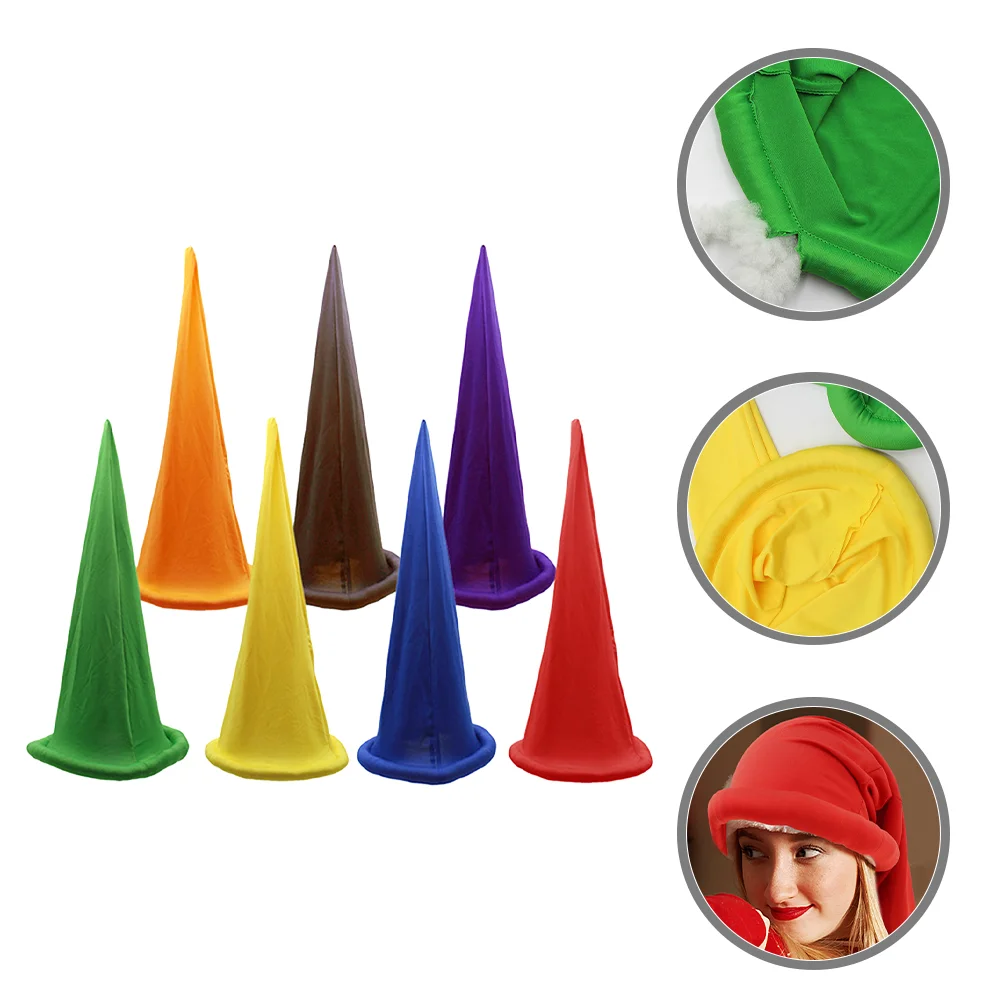 

7 Pcs Halloween Party Props Decorative Santa Hat Dwarf Cap Gnome Accessories Cotton Costume Accessory