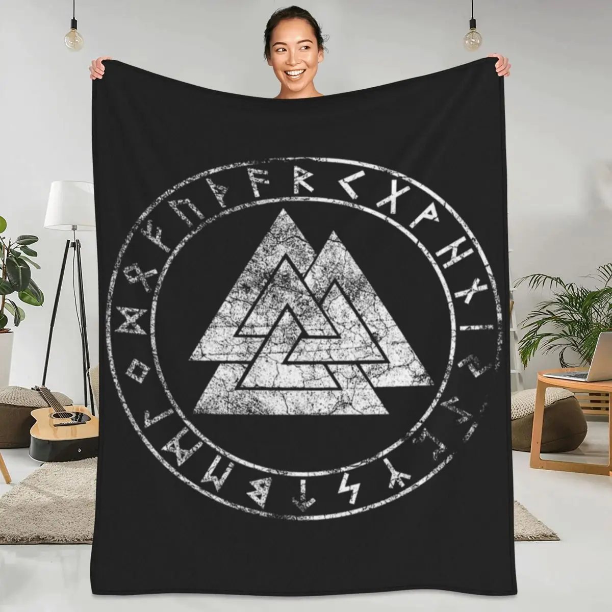 Фланелевое Одеяло Vikinged Odins Valhallaed Valknut загадочное мягкое прочное покрывало для