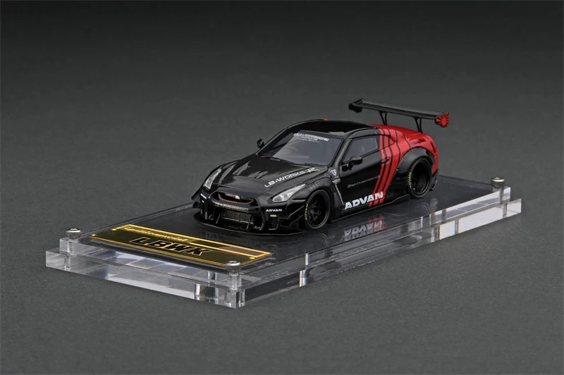 

IG 1:64 LB-WORKS Nissan GT-R R35 type 2, модель автомобиля из черной/красной смолы
