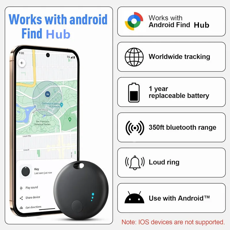 Android Air Tracker Tag Bluetooth Smart Tags работает с приложением Google Find Hub Поиск предметов Устройство поиска ключей Рюкзак для багажа (art.: 3920d3d07da63) - 3920d3d07da63