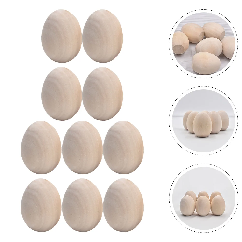 10 Pcs Practical Portable Light DIY Painting Graffiti Wooden Eggs for Kids Girls | Wood Crafts