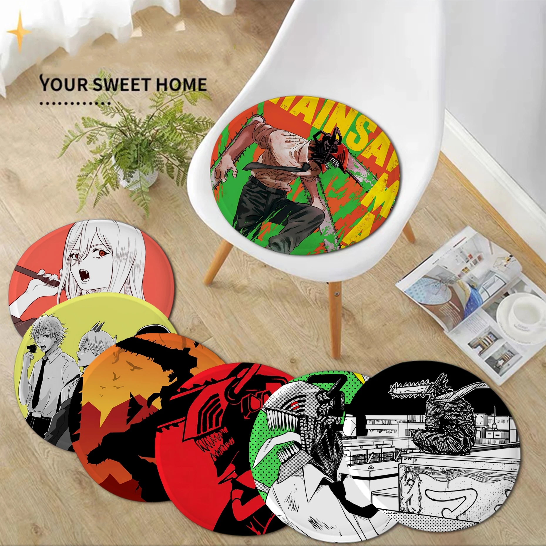 

Cartoon Anime Chainsaw Man Cushion Mat Square Seat Cushion Office Dining Stool Pad Sponge Sofa Mat Non-Slip Seat Mat