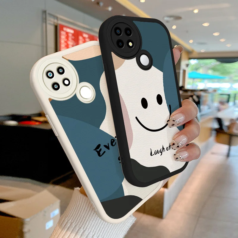 

Text Smiley Face Lambskin Case for OPPO A15 A15s A35 2021 A16 A16K A31 A5 A12E A32 A33 A53 A54 A55 Realme C1 2018 Silicon