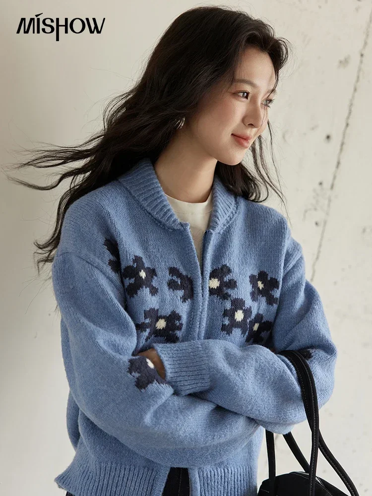 MISHOW винтажный жаккардовый свитер кардиган для женщин осень-зима 2024 элегантный