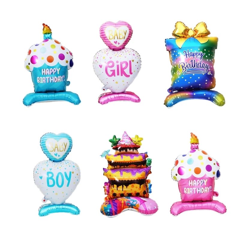 

1PC Happy Birthday Aluminum Foil Balloon Standing Base Cupcake Foil Balloon