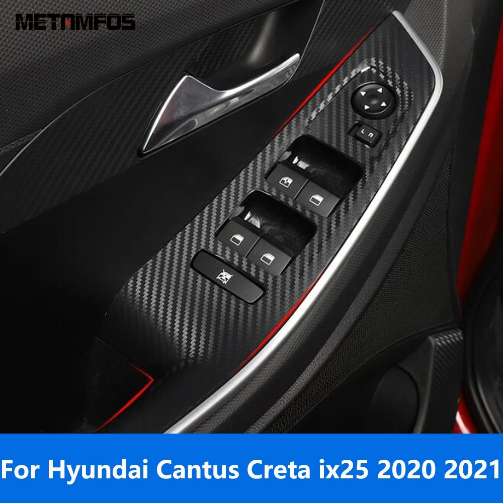 

Крышка стеклоподъемника для Hyundai Cantus Creta ix25 2020 2021 из углеродного волокна, внутренняя отделка подлокотника, аксессуары для стайлинга автомобиля