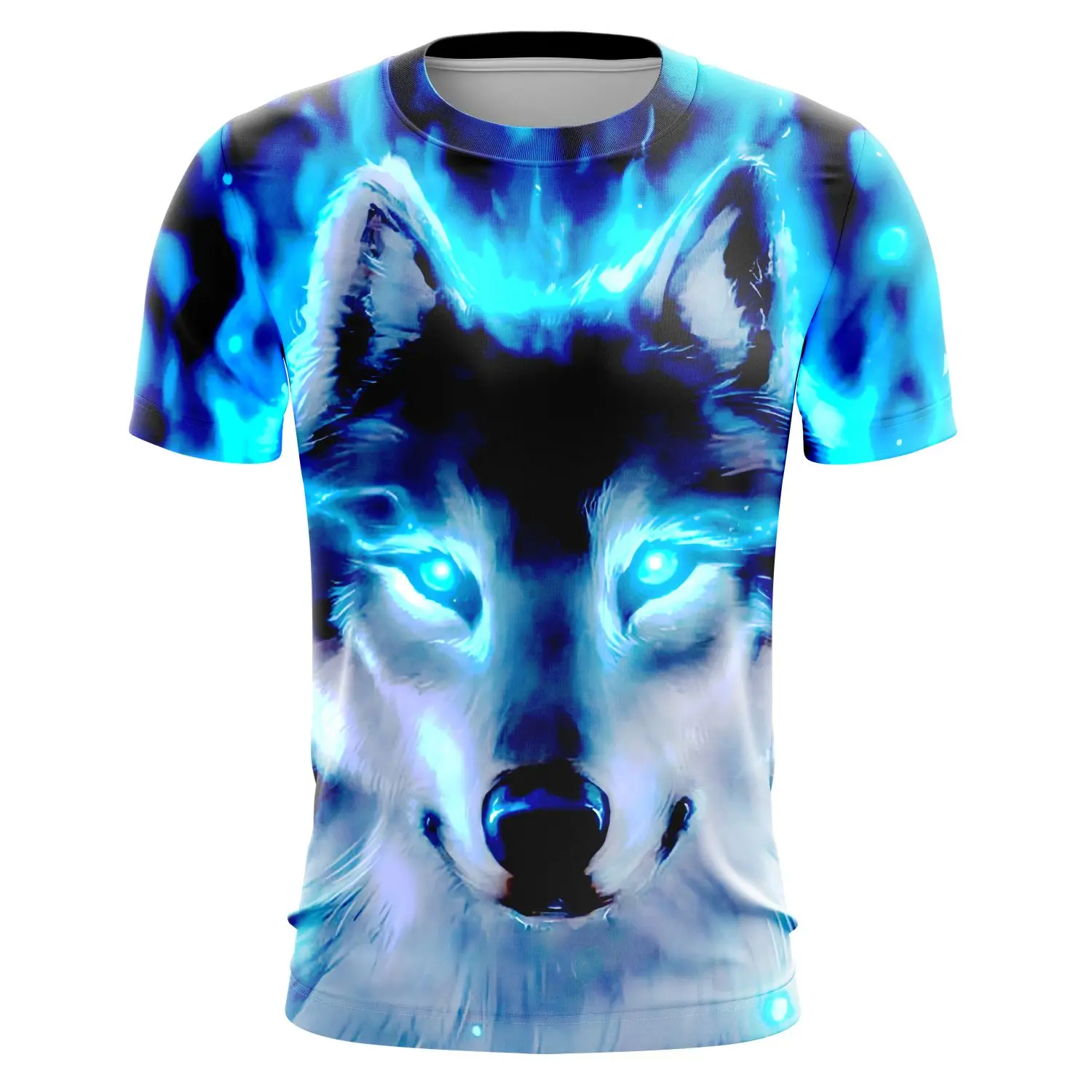 

Shinny Flame Wolf T-Shirt For Mens Animal Print Short Sleeve Top 3D Casual Street Man's Clothing Oversized Tee Shirt 2023 Summer