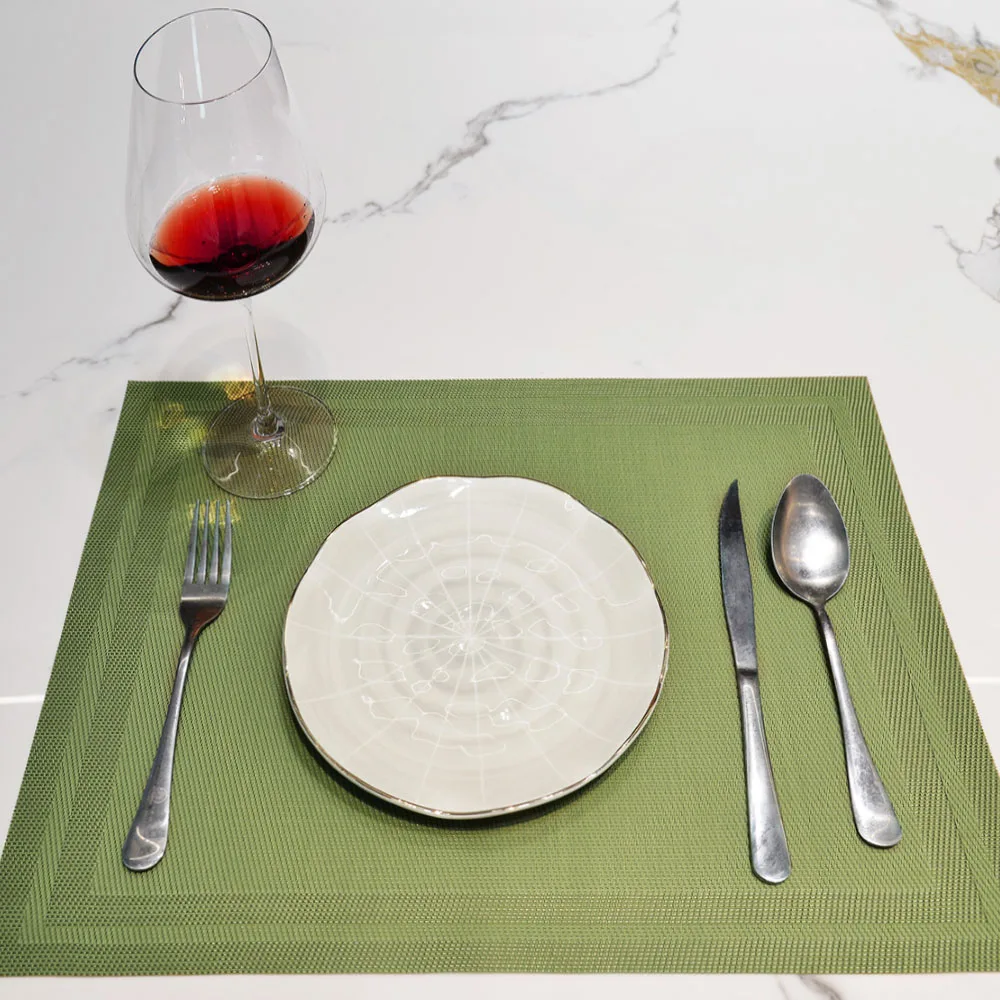 

8/12pcs Rectangular PVC Placemat Waterproof Oil-proof Heat-insulating Table Mat Non slip Insulation Fashion Style Dining Placem