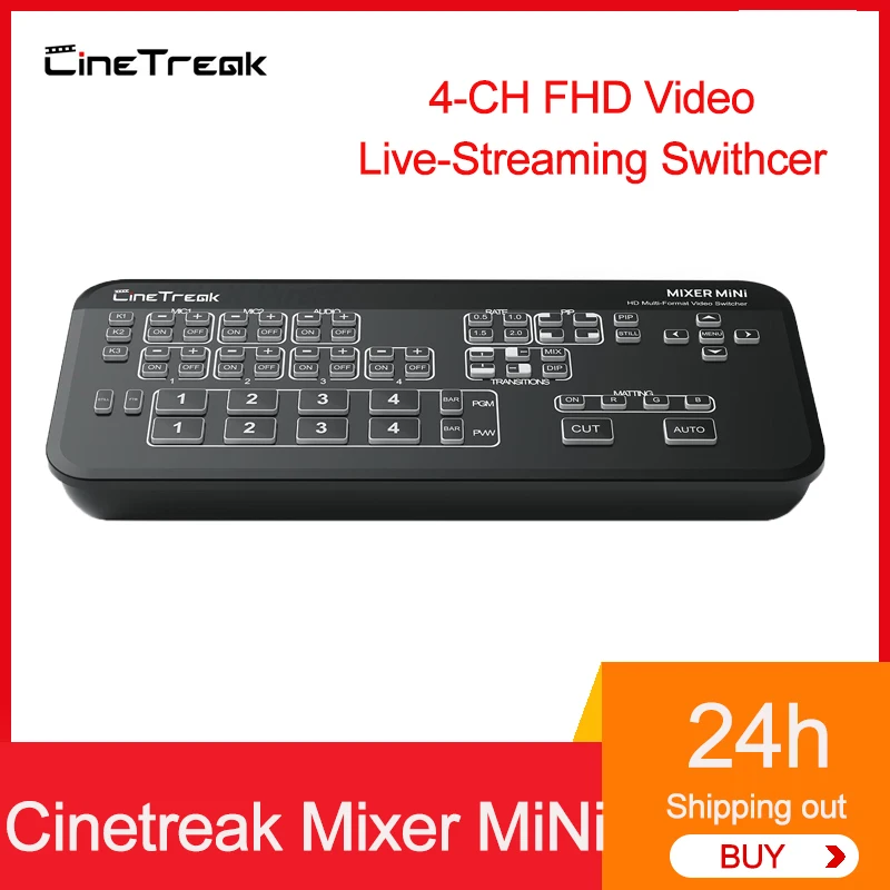 

Cinetreak Mixer MiNi 4-CH FHD Video Live-Streaming Swithcer Multi-view and Recording VS Blackmagic Design ATEM Mini Pro