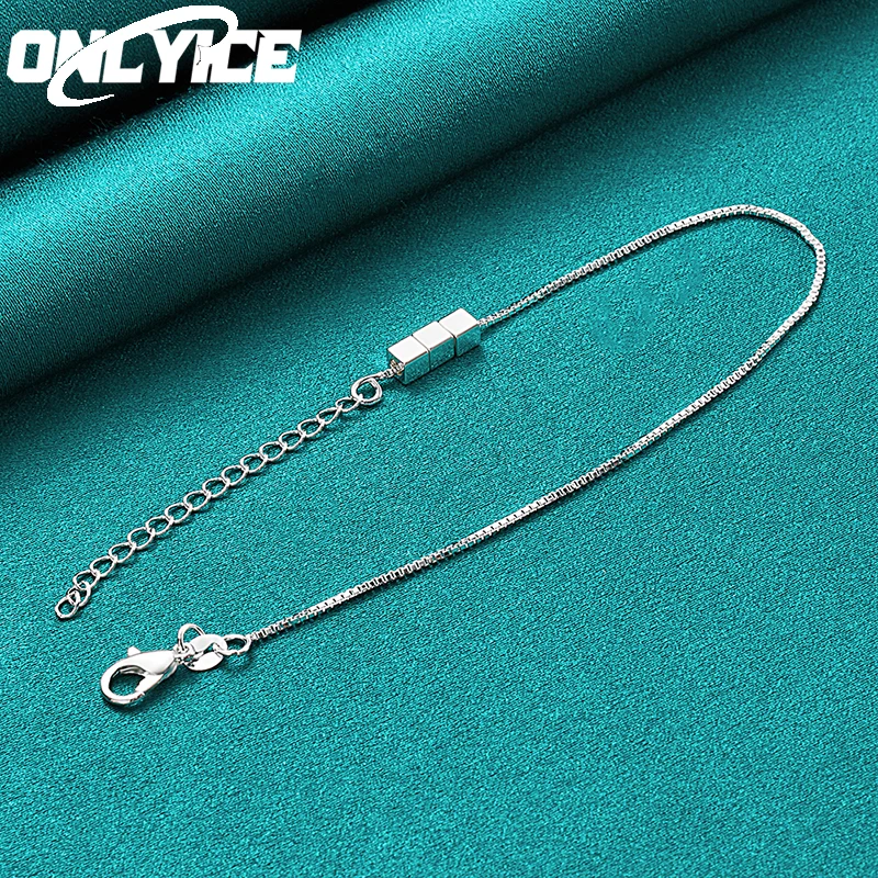 

Korean Fashion 925 Sterling Silver Solid 4mm Square Bracelets Box Chain For Women Charm Wedding Accessories Jewelry Couple Gifts