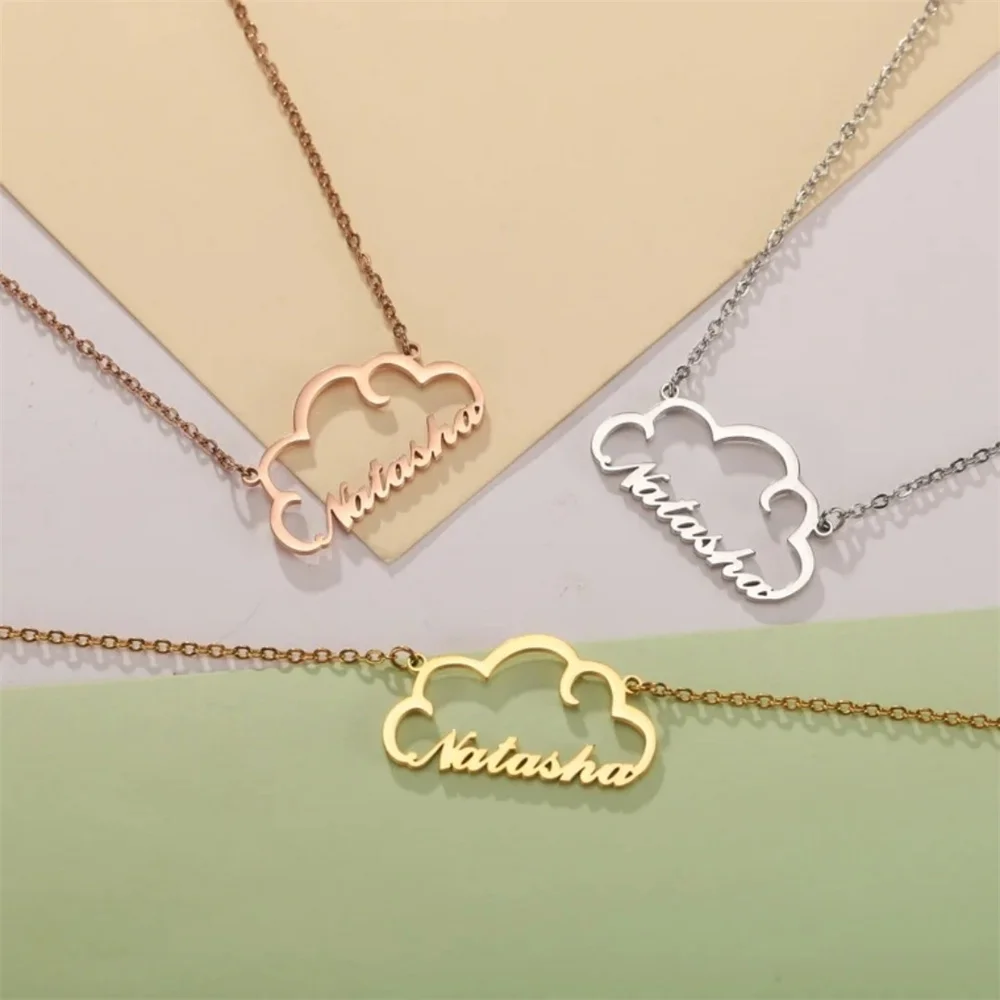 

Customize Name Necklace for Women Girls Stainless Steel Personalized Cloud Shaped Nameplate Choker Chain Fashion Custom Jewelry