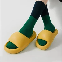 fashionable bread slippers women eva thick bottom soft home non slip summer new sandals couple slides casual simple woman shoes