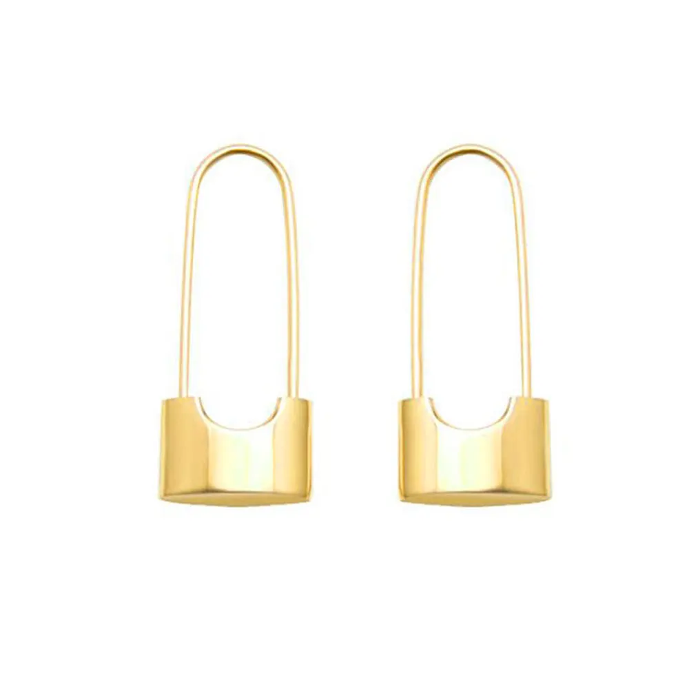 

INS Simple Padlock Earrings Personalized Punk Lock Pendant Earring Stainless Steel 18K Gold Plated Jewelry For Women