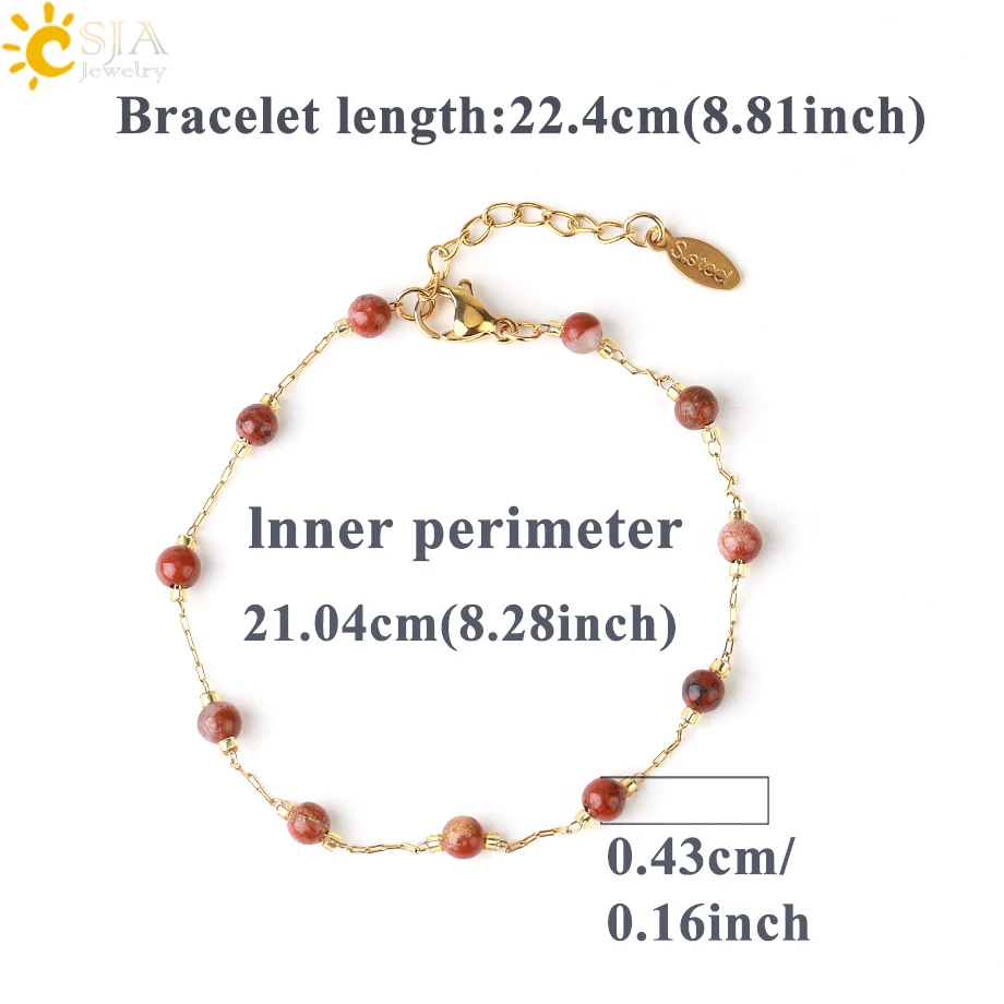 Женский браслет из нержавеющей стали CSJA натурального камня с кристаллами и