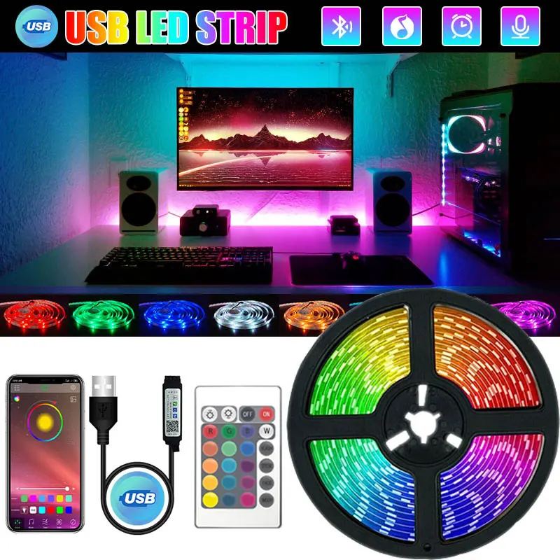 5V Usb Rgb Led Strip 5050 White Led Wall Room Gaming Decoration 5M 15M 20 Meters Colorful Children Into The Room Tape Led Ribbon