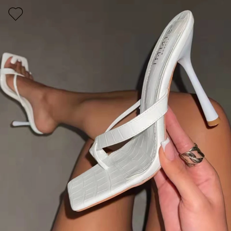 2022 Summer High-heeled Sandals and Slippers Women's High-heeled Slippers Women's Elegant Ladies Plus Size 43 Slippers Female