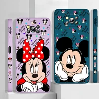 cute cartoon disney mickey minne for xiaomi poco f3 x4 x3 nfc gt x2 c31 c3 m2 m3 m4 pro liquid left rope silicone phone case