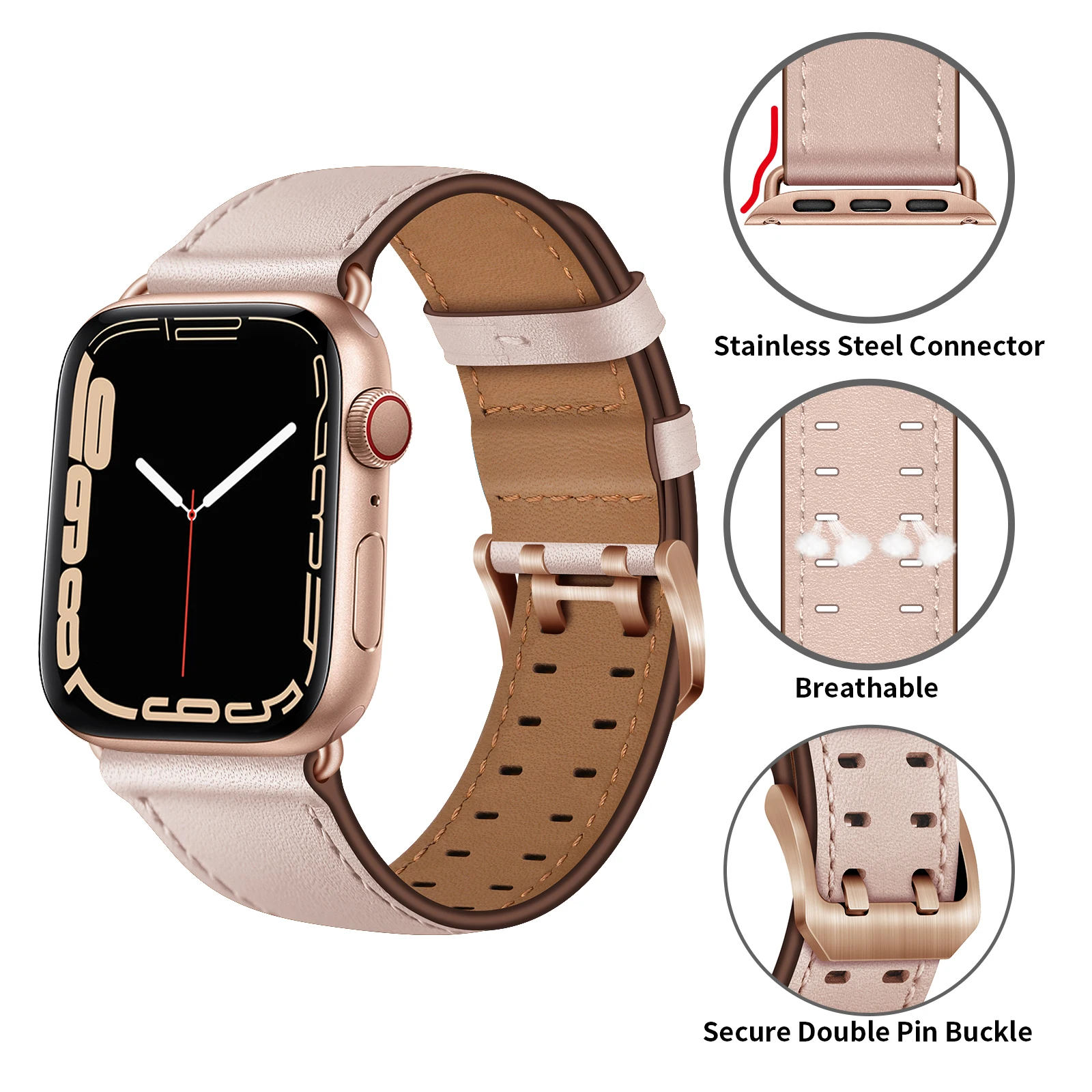 Premium Leather Strap For Apple Watch Band 45mm 41mm 44mm 40mm 42mm 38mm Business Classic Bracelet For Iwatch 7 6 5 4 3 SE Belt