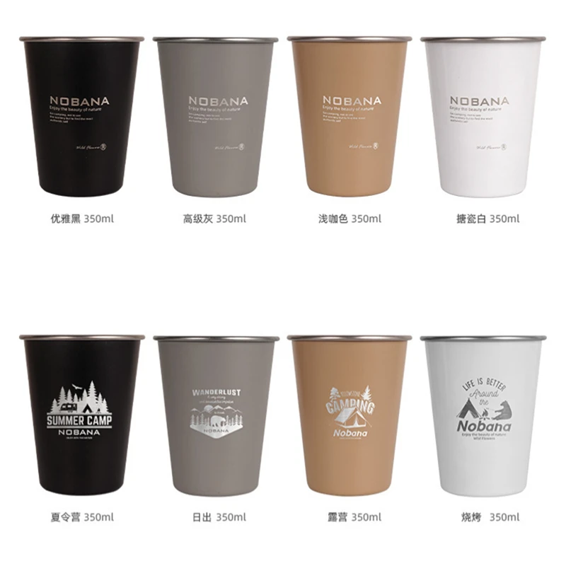 

4pcs Outdoor Picnic Camping Barbecue Portable Stainless Steel Coffee Cup Water Cup Juice Cup Beer Mug Outdoor Camping Artifact