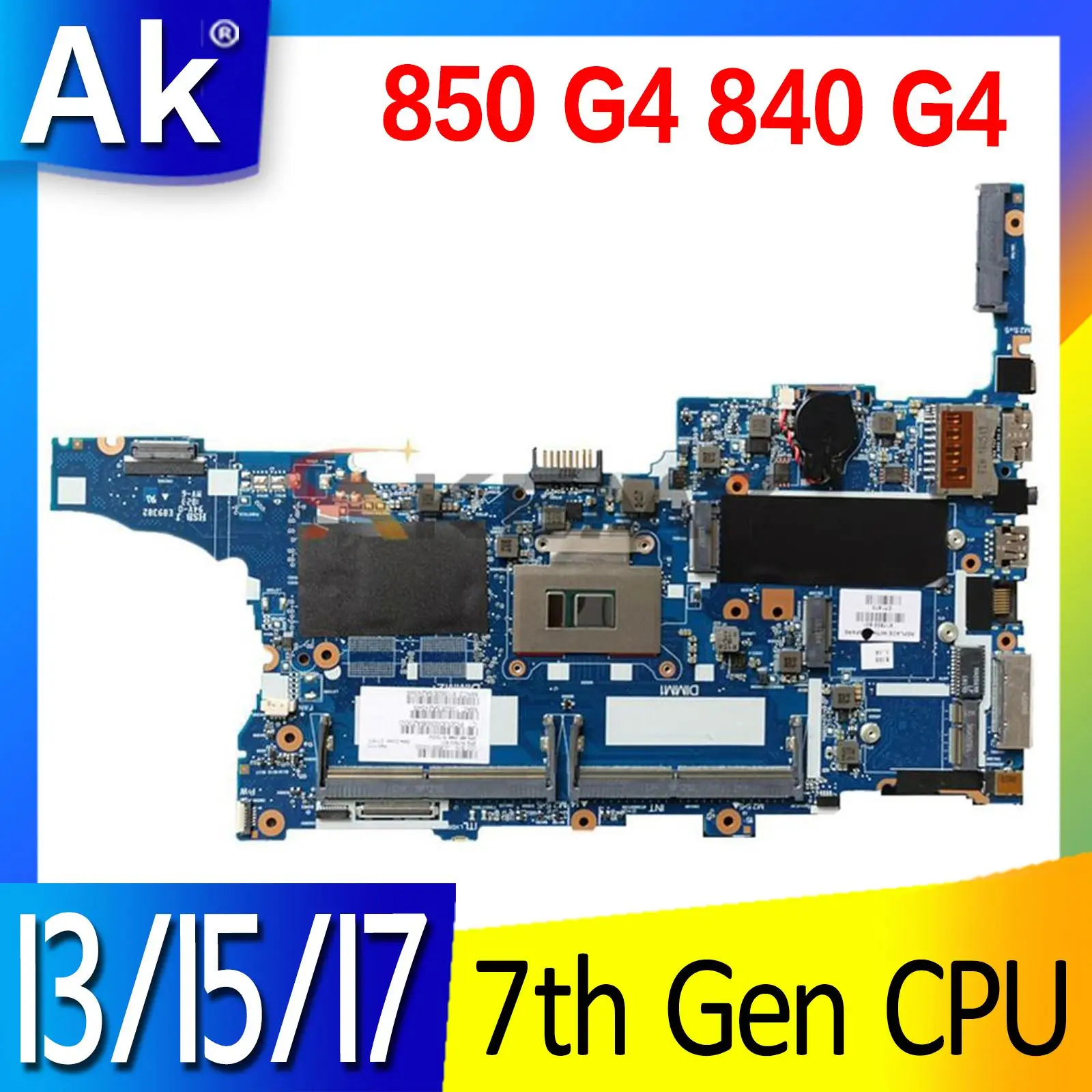 

For HP Elitebook 850 G4 840 G4 Laptop Motherboard Mainboard with I3 I5 I7 7th Gen CPU UMA 6050A2854301 Motherboard DDR4