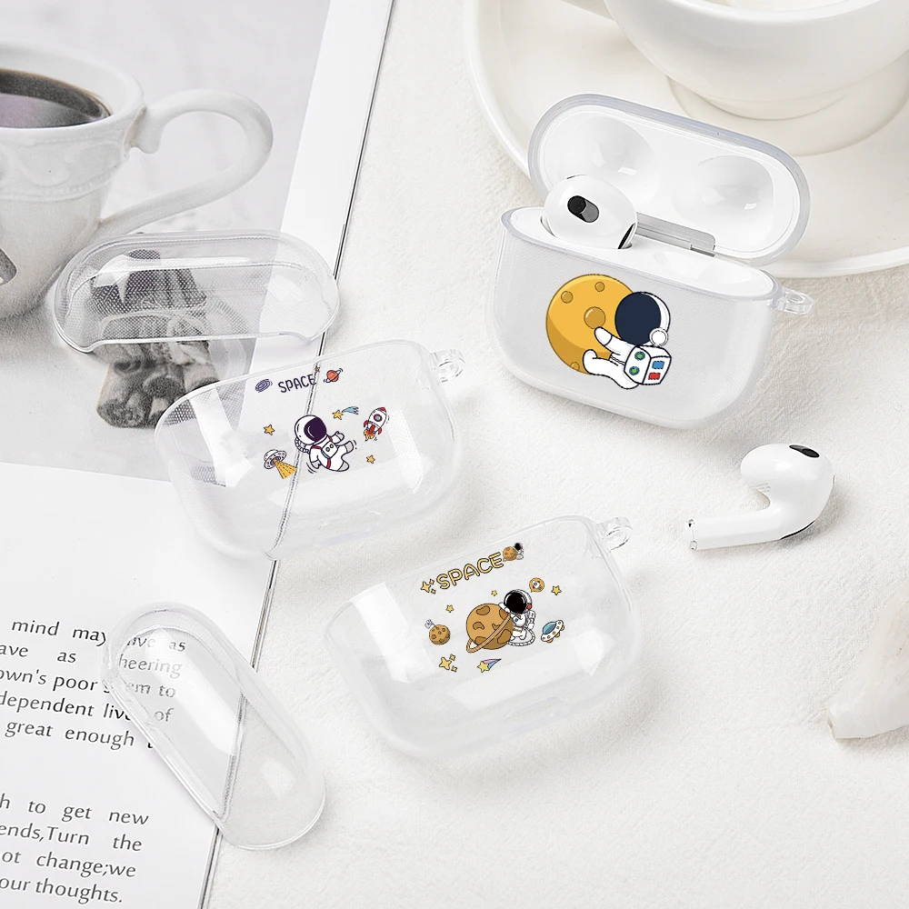 

For Airpods Pro 2 Gen Case 2022 Cute Astronaut Transparent Earphone Shell TPU Headphone Cover For Air Pod 3 Pro2 2nd 1 Soft Case