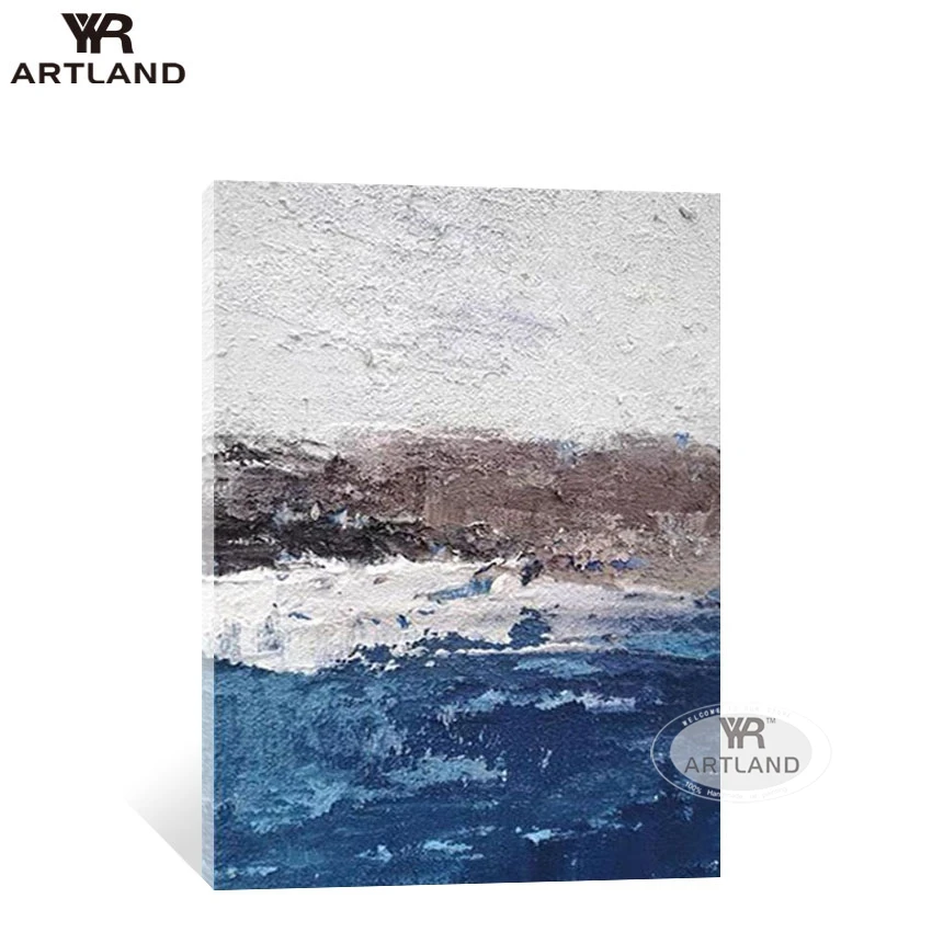 

Hand Drawn Texture Canvas Oil Painting Abstract Hanging Picture For Home Decor Blue Poster Drawing For Hotel Living Room Entranc