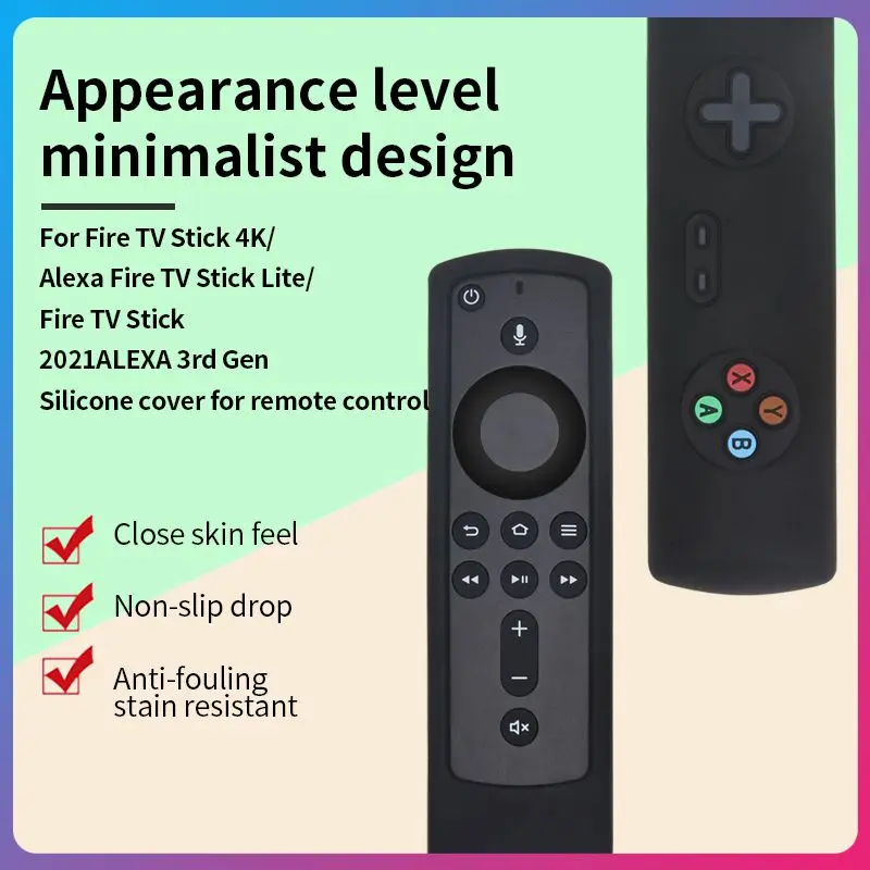 

Portable Anti Slip Shock Proof Remote Cover Black Light Remote Cover For Fire Tv Stick Lite Anti-dust Silicone Remote Case 1 Pcs
