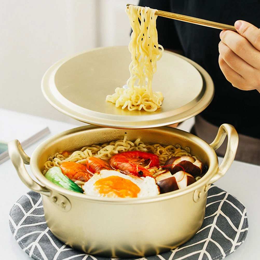 

Pot Korean Ramen Noodle Bowl Cooker Instant Hot Soup Cooking Japanese Aluminumlid Stew Bowls Ramyun Shabu Stock Pan Stockpot