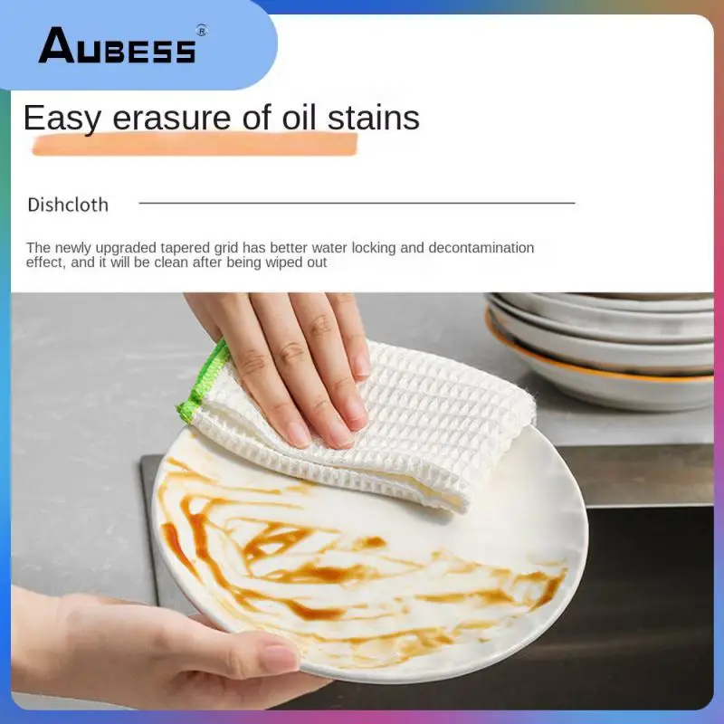 

5 Pack Durable Waffles Rag Dishwashing Wipe Household Dishwashing Wipe Modern Minimalist Dishwashing Cloth Towel White Color