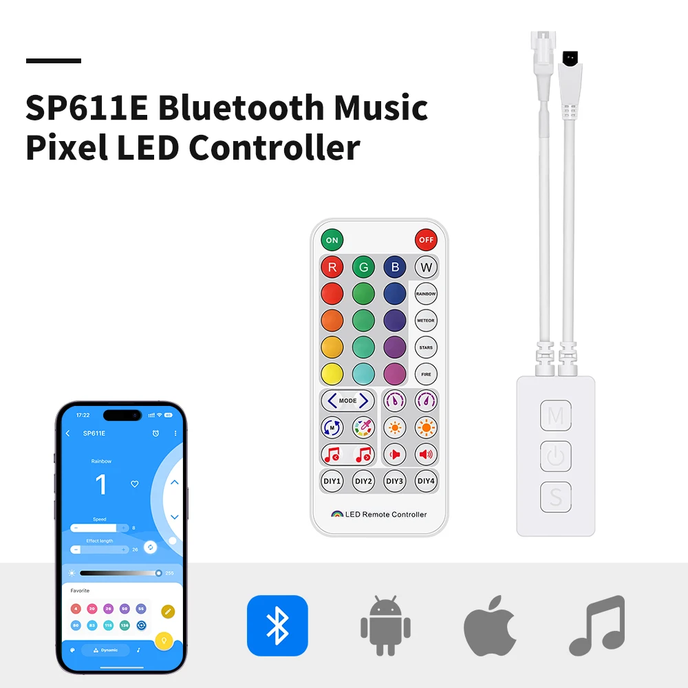 Фото Светодиодная лента PAUTIX Pixel SP511E SP611E, контроллер WS2811 WS2812B, музыка, Bluetooth, Wi-Fi, Alexa, Google Home, приложение IR38, встроенный микрофон №2