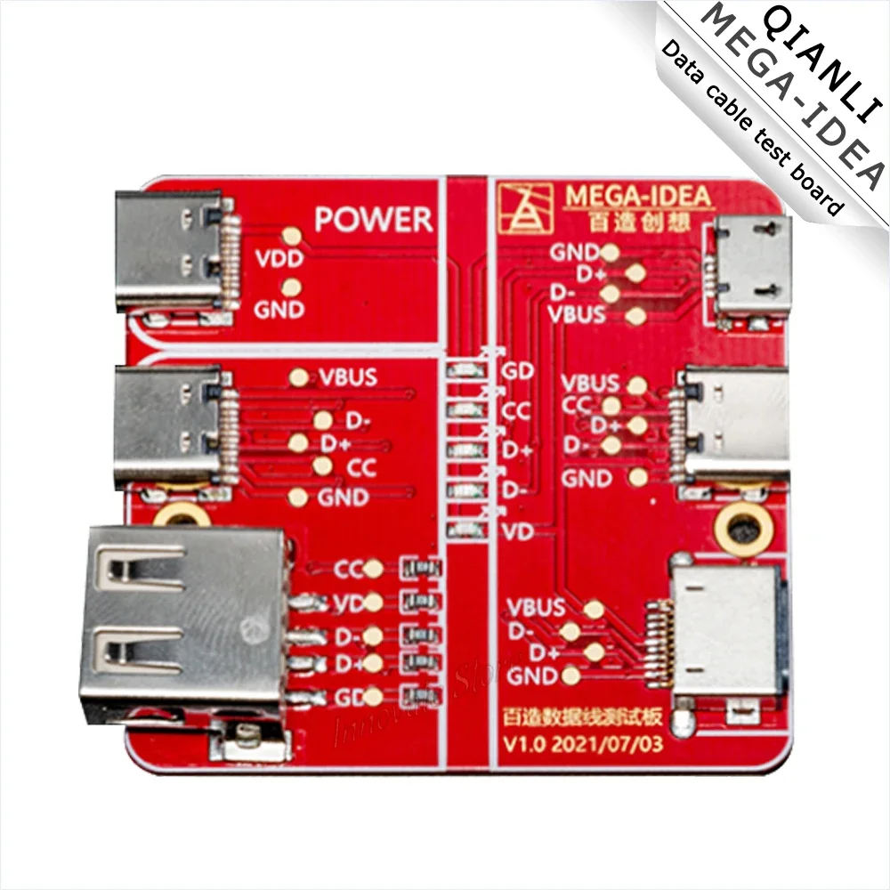 

Data cable test board QIANLI MEGA-IDEA FOR IPHONE Type-c Android Fast Detection Short Circuit Test Fixture Repair Tools