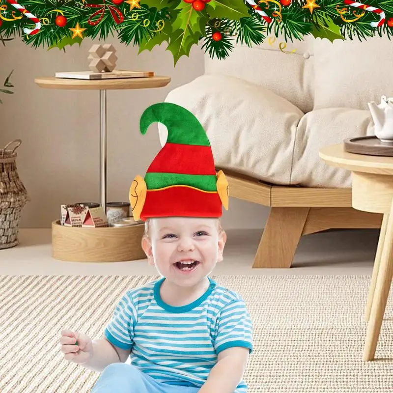 Забавные рождественские шапки зеленые и красные конусные эльфы реквизит для