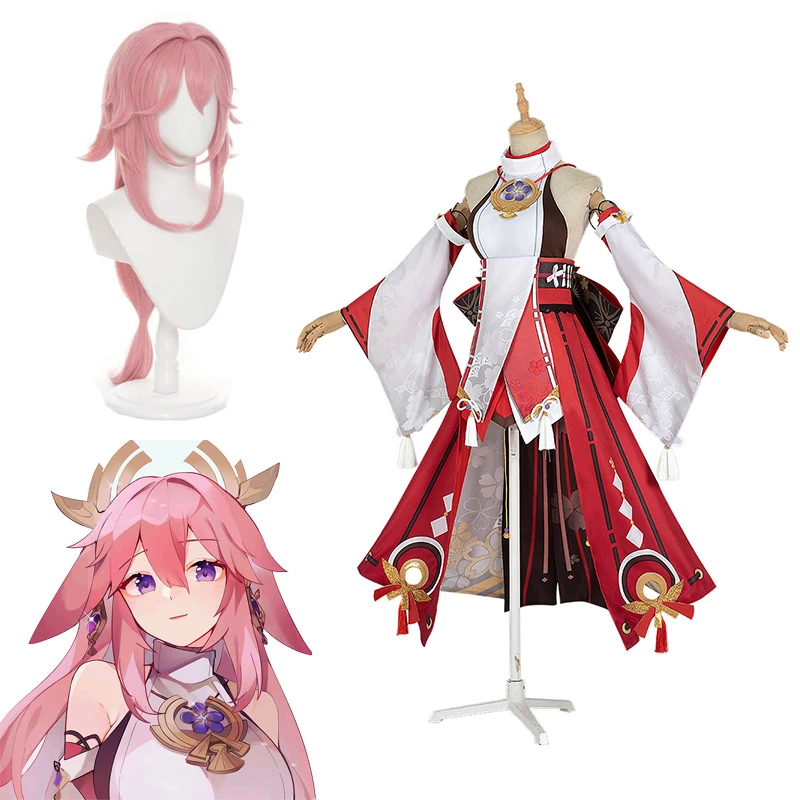 

Genshin Impact Cosplay Anime Yae Miko Guuji Yae Costume Games Uniform Dress Outfits Halloween Costumes for Women
