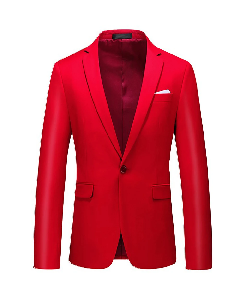 Men One-Piece V-neck Red Formal Business Uniform Work Blazer Tops Solid  Slim Fit Men Suits For Wedding Party 2022