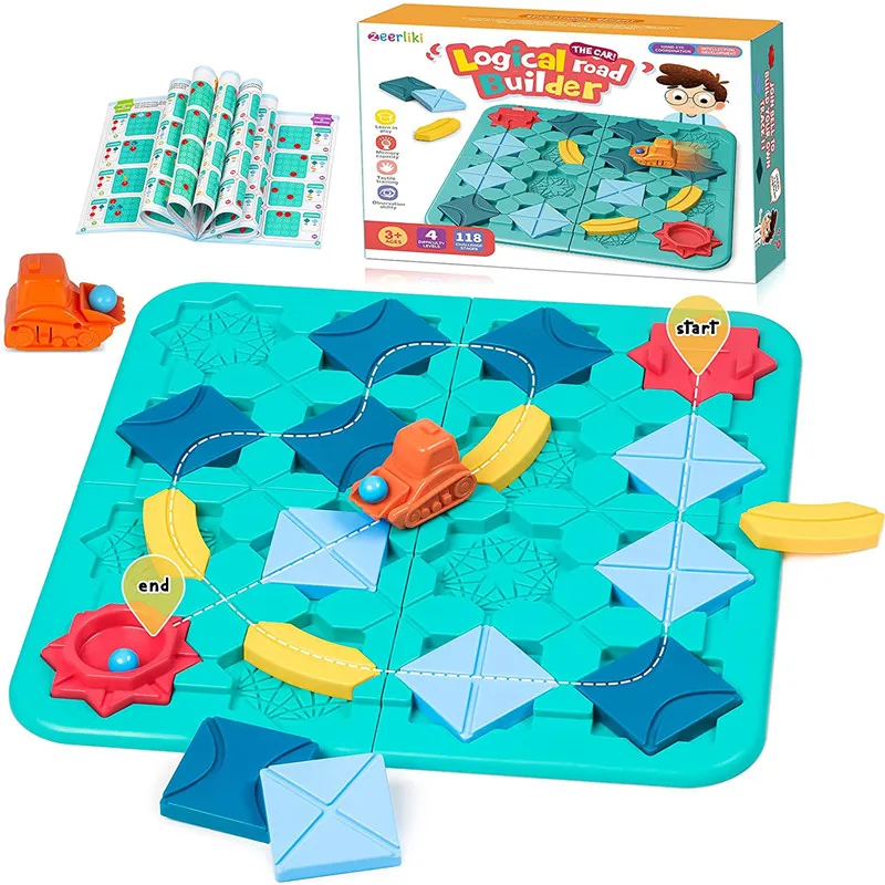 

Kids Games Logical Road Builder STEM Toys for 3 Ages Up Cultivate Thinking Logic with 118 Challenges & Four Levels Good Gift
