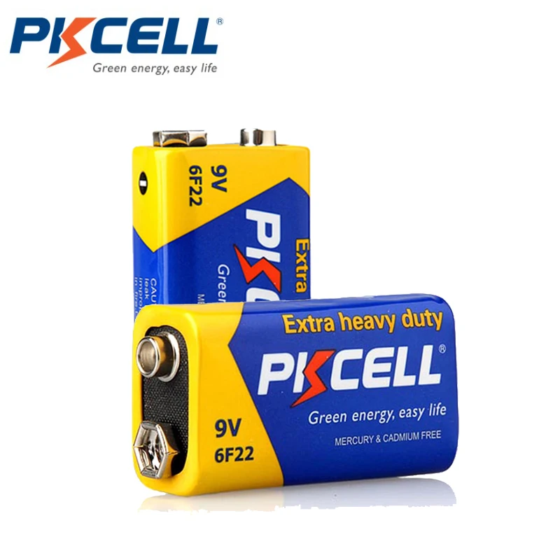 

2 шт., сверхмощные батарейки PKCELL, 9 В, 6F22