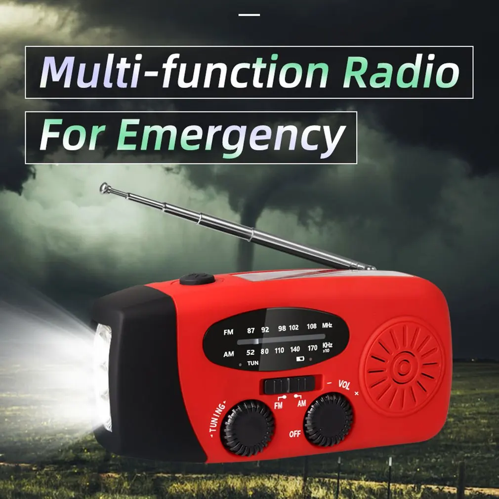 

Портативный ручной радиоприемник на солнечной батарее, мини AM/FM/NOAA, метеостанция, многофункциональный светодиодный фонарик, аварийный исто...