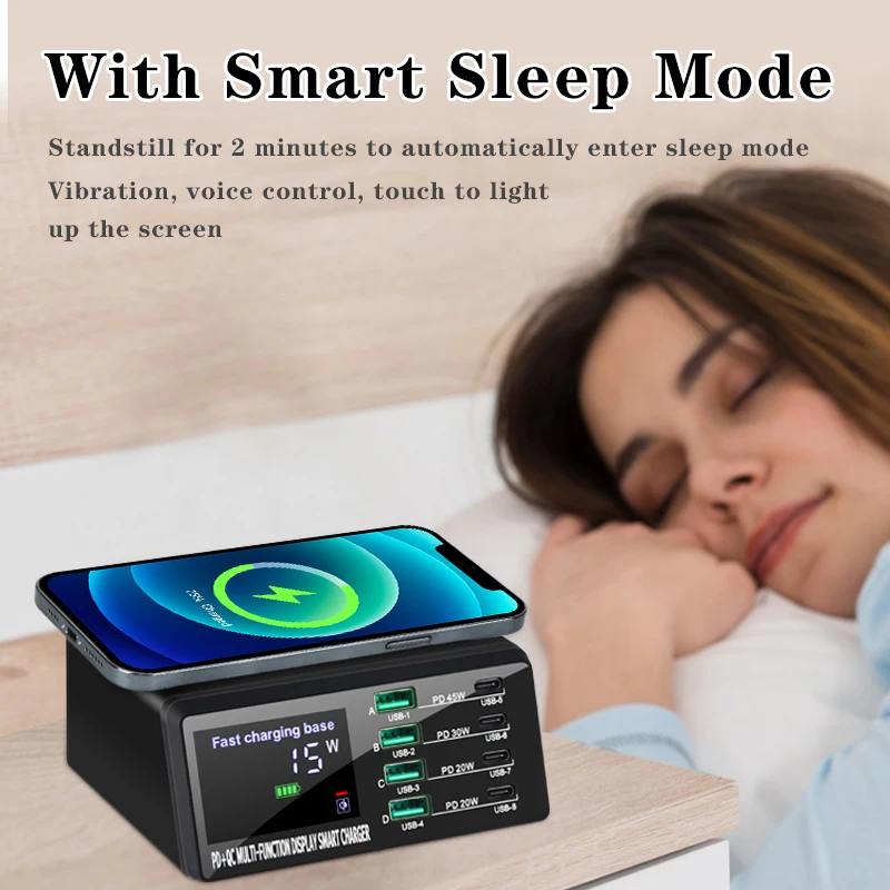 8 port lcd quick charge usb charger wireless charger usb c pd fast charger for iphone 13 12 pro macbook air samsung s20 xiaomi free global shipping