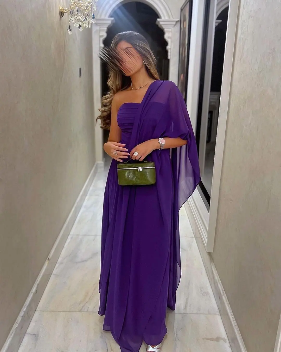 

Фиолетовые женские вечерние платья на одно плечо без рукавов, платья для выпускного вечера, плиссированное фиолетовое шифоновое платье в пол с открытой спиной