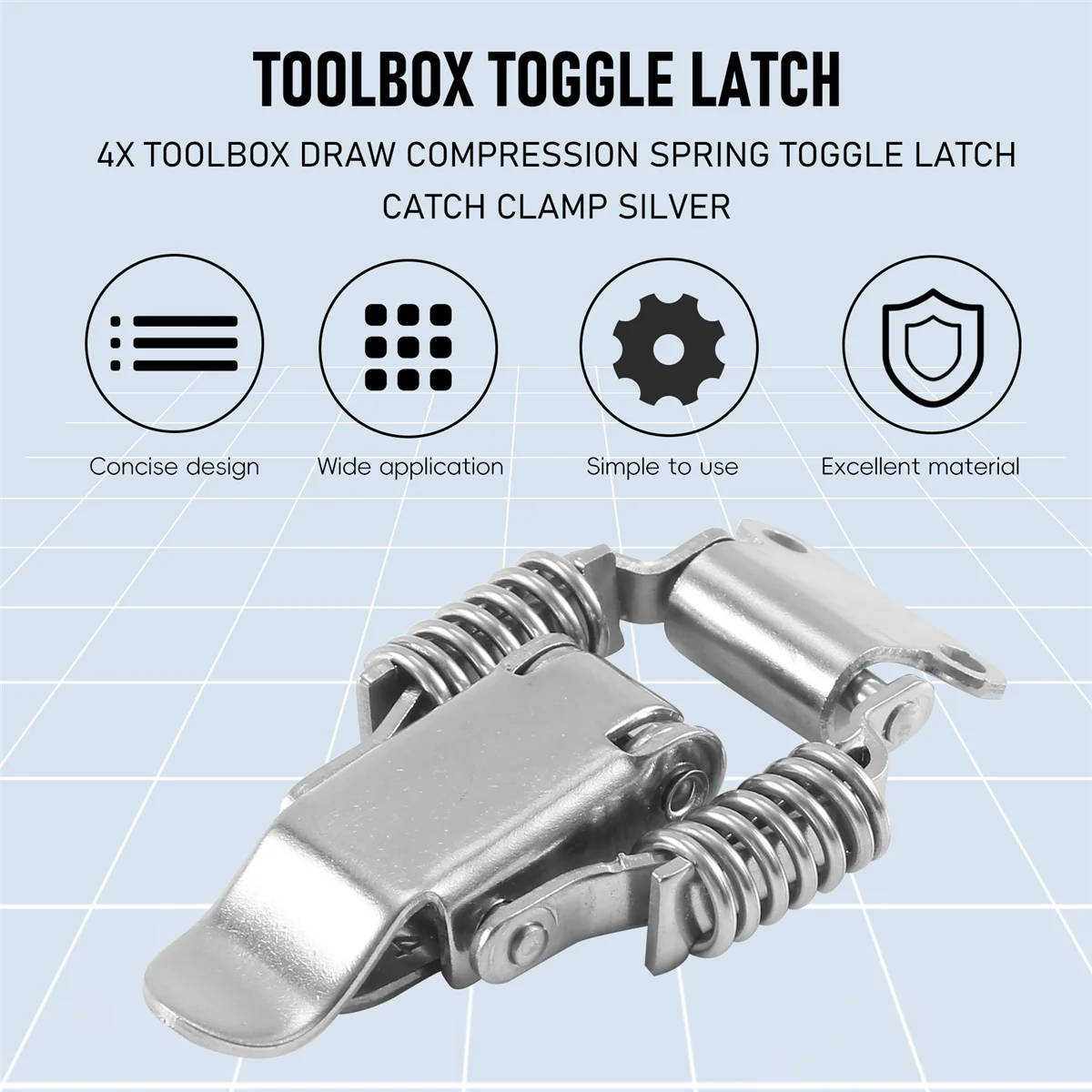 2x ящик для инструментов сжатие пружинный переключатель защелка зажим серебряный